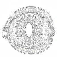 human eye cross-section with iris and pupil