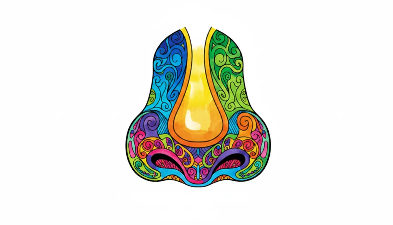 Detailed human nose with nostrils coloring page to print