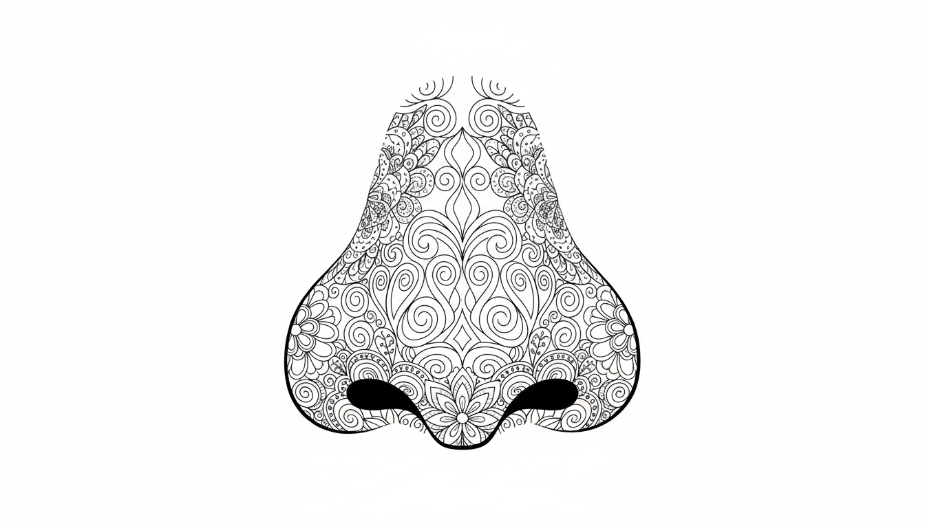 human nose with nostrils and features coloring page to print