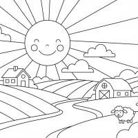 smiling sun shining over countryside