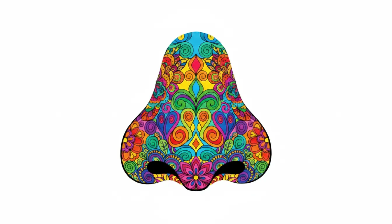 human nose with nostrils and features coloring page to print
