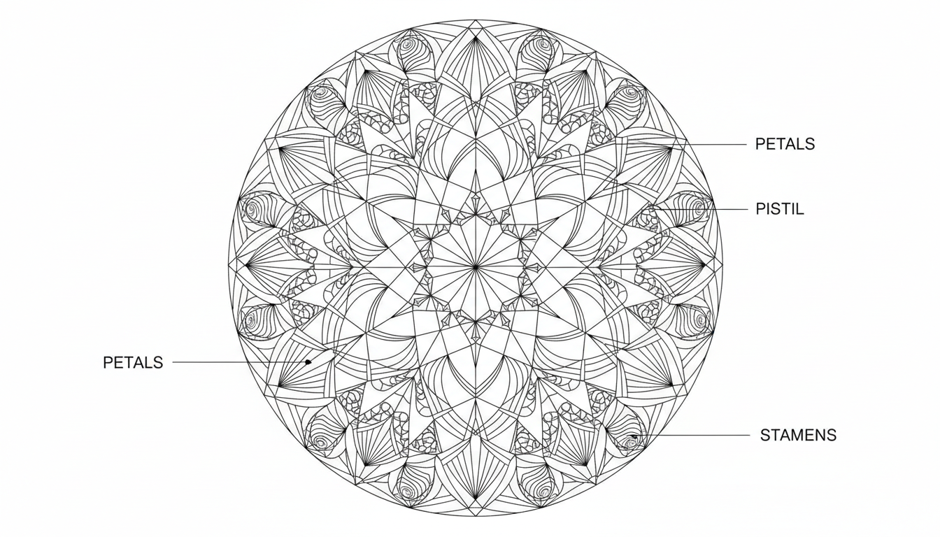 flower parts diagram coloring page to print