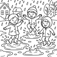 kids jumping in puddles on a rainy day