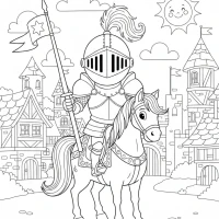 Knight in shining armor on noble horse
