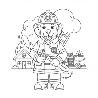 Dog firefighter in uniform
