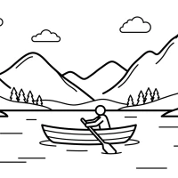 peaceful boat scene on calm mountain lake