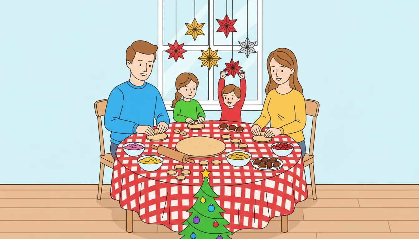 family making pierogi for polish christmas coloring page to print