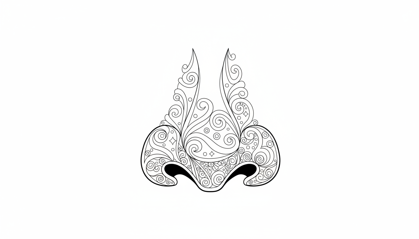 Detailed human nose with nostrils coloring page to print