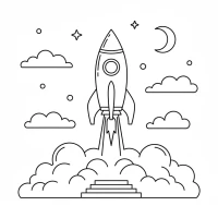 Space rocket launch into the sky