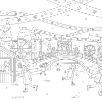 Christmas carnival on frozen canal