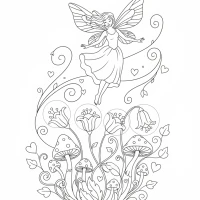 Magical fairy flying through glowing garden