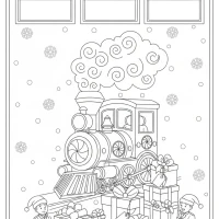 Christmas train depot with gifts and snow