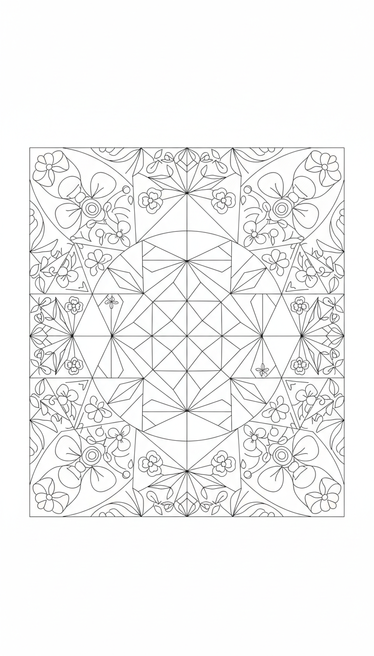 A scene of a beautiful garden with a pond and lotuses. coloring page to print