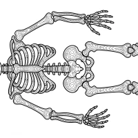 A detailed diagram of a human skeleton showing bones and joints.