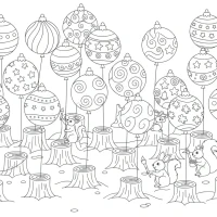 Christmas theme with festive hot air balloons and woodland animals