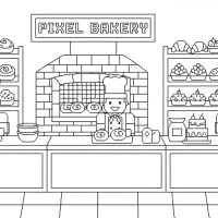 Busy bakery with bakers and baked goods