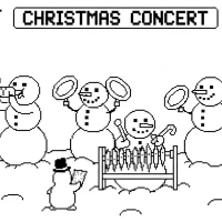 Funny snowman orchestra at Christmas