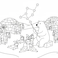 Arctic Halloween igloo village with seal pups and polar bears