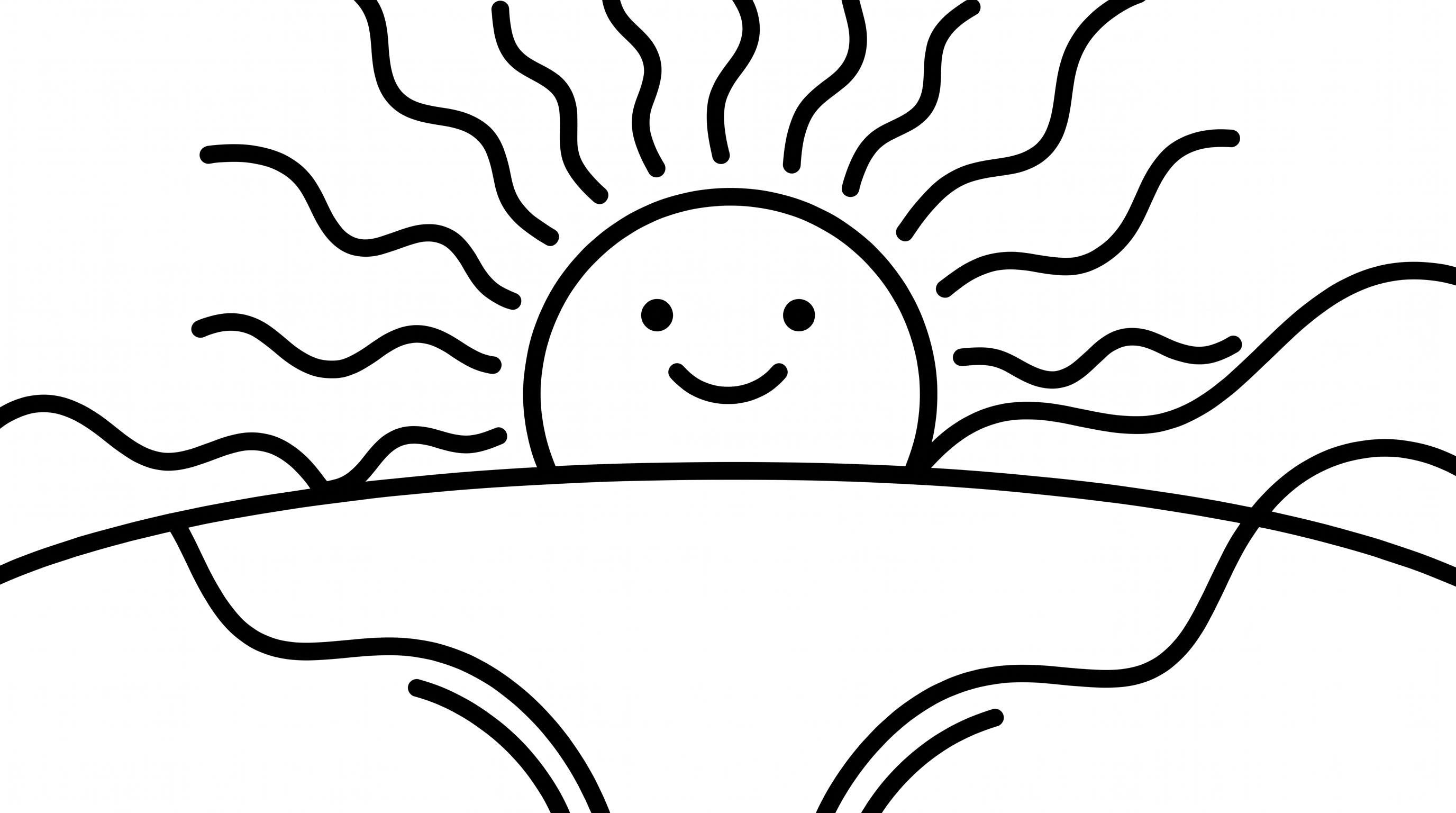 smiling sun shining over grass coloring page to print