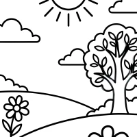 smiling sun above sunny field