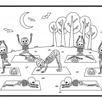calm halloween yoga led by mummy on hilltop