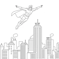 superhero rescuing people from tall building