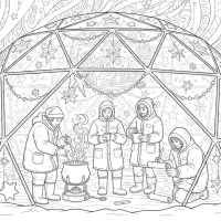 Christmas polar research dome scene