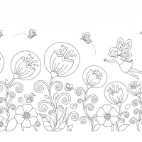 whimsical fairy flying through glowing flowers garden