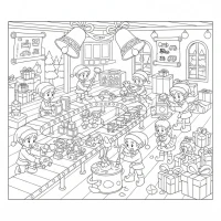 Christmas toy workshop scene