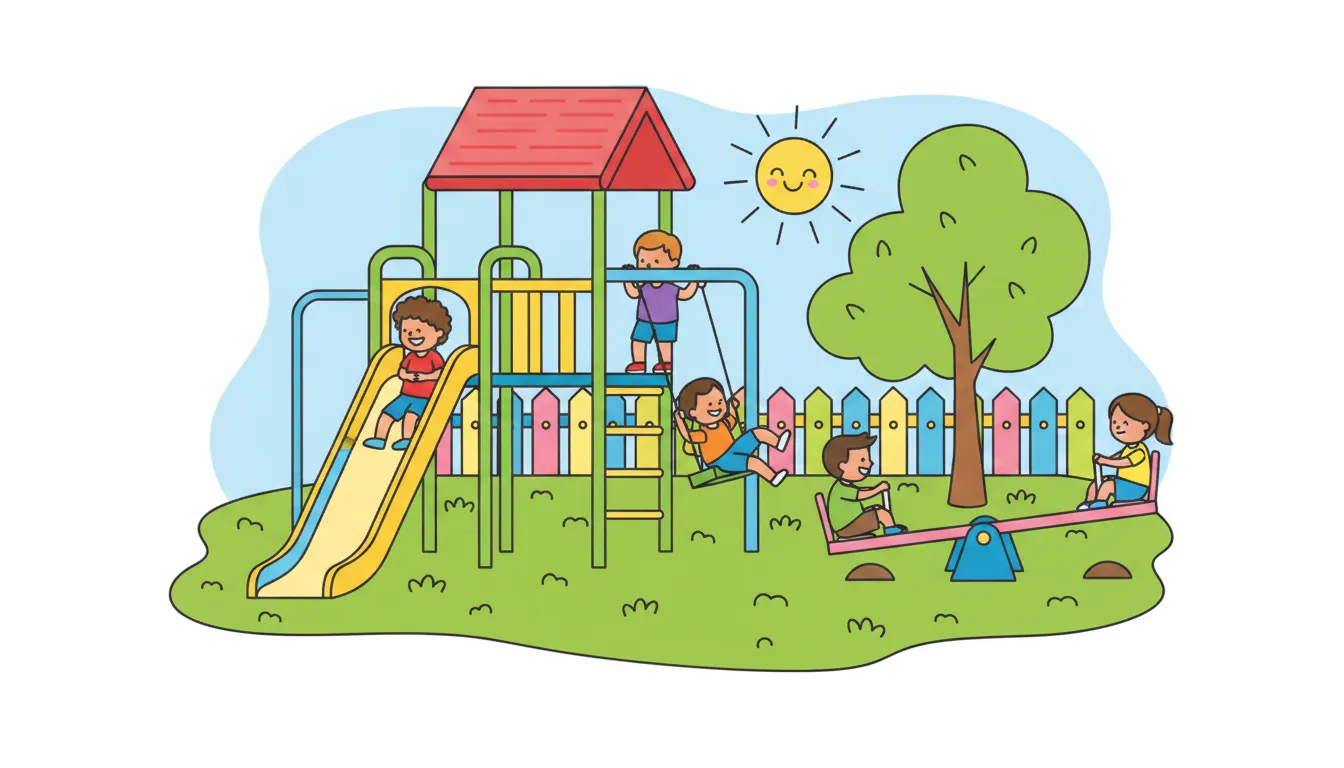 children playing on jungle gym in playground coloring page to print