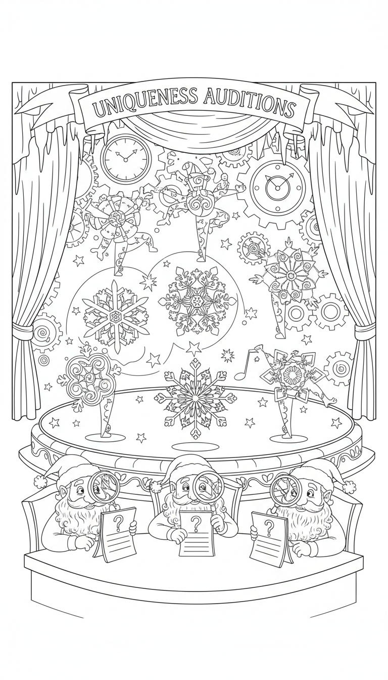 funny winter ice dance audition scene coloring page to print