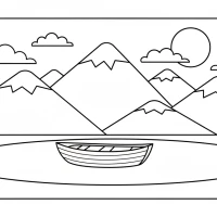 peaceful boat scene on calm mountain lake