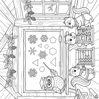 Cozy Christmas treehouse classroom scene