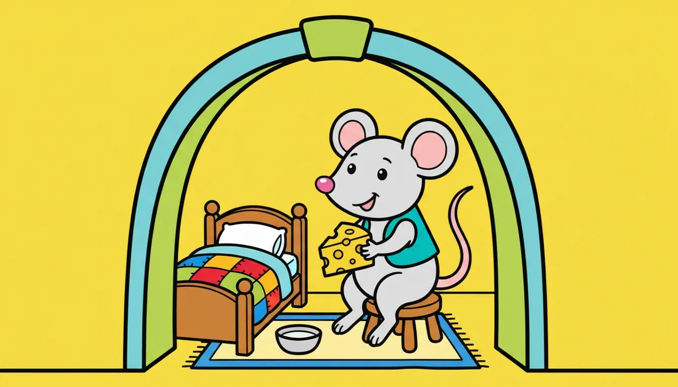 cute mouse with cheese inside cozy hole coloring page to print