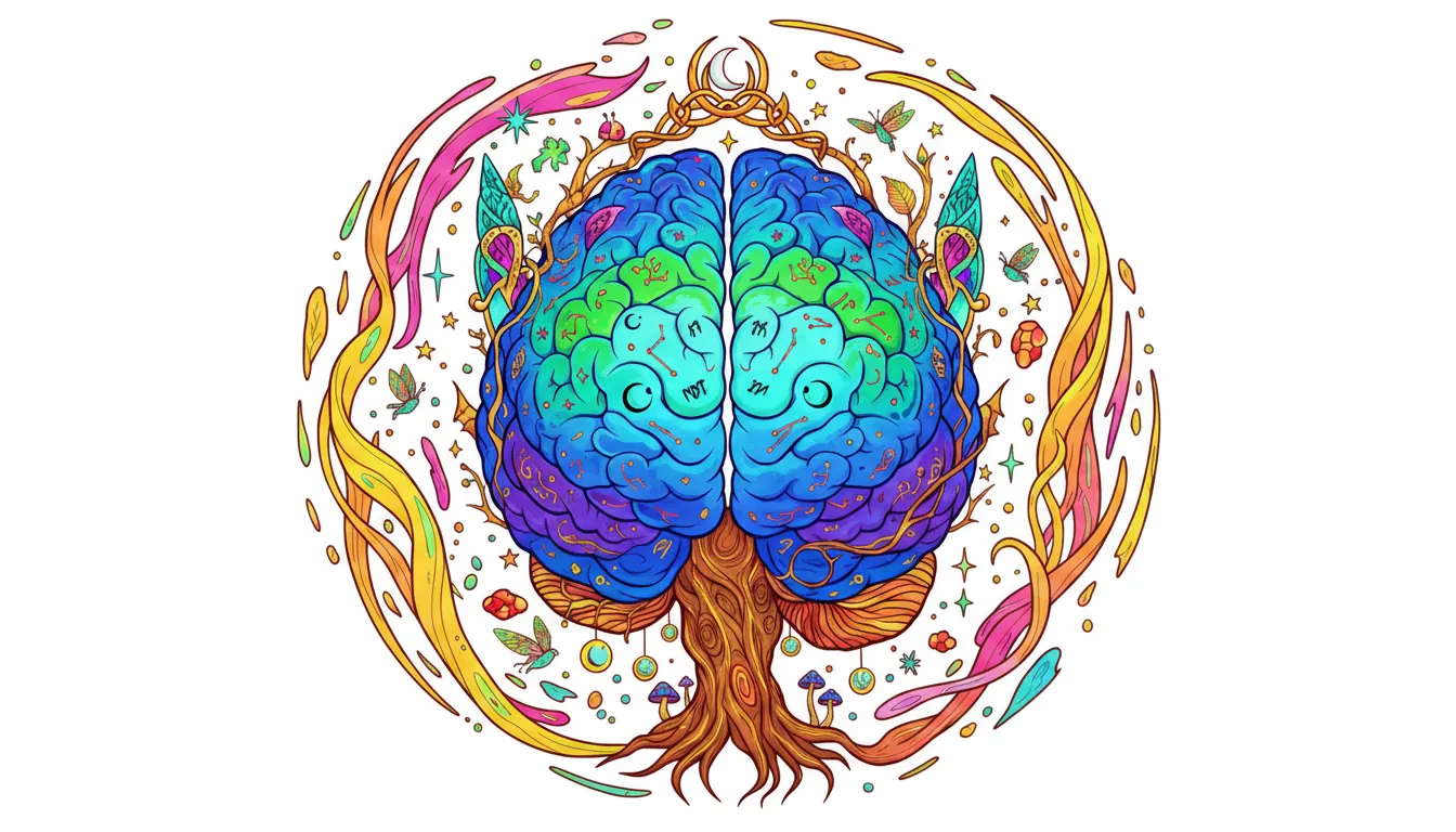 human brain with highlighted regions coloring page to print