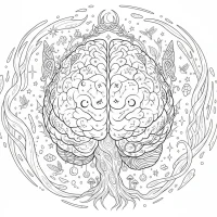 human brain with highlighted regions