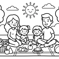 Happy family picnic in the park