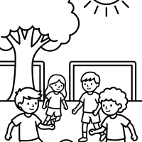 children playing soccer in sunny field
