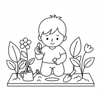 Child planting a seed in a garden