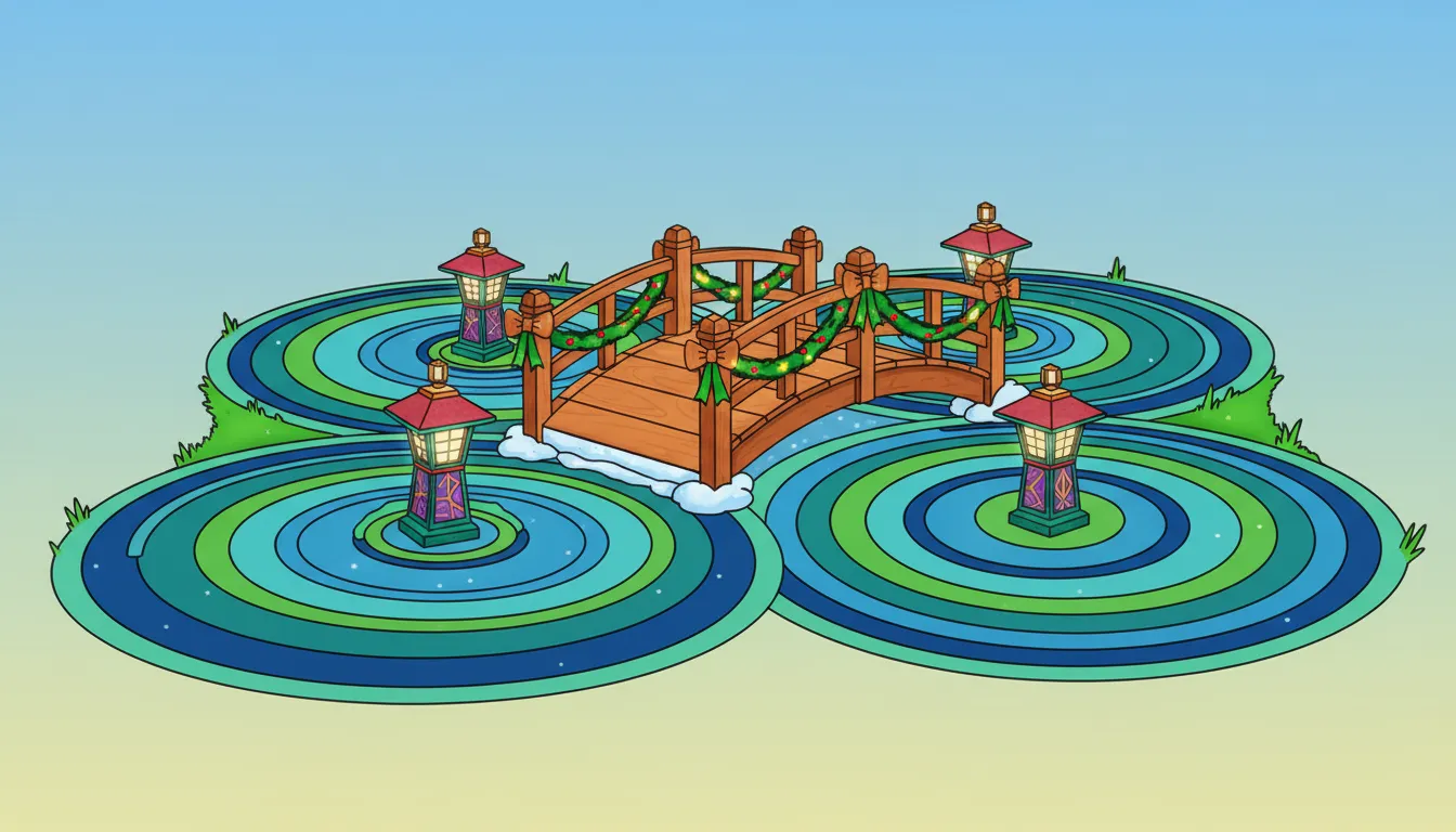 Christmas Zen garden with snow and lanterns coloring page to print