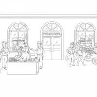 busy police station scene