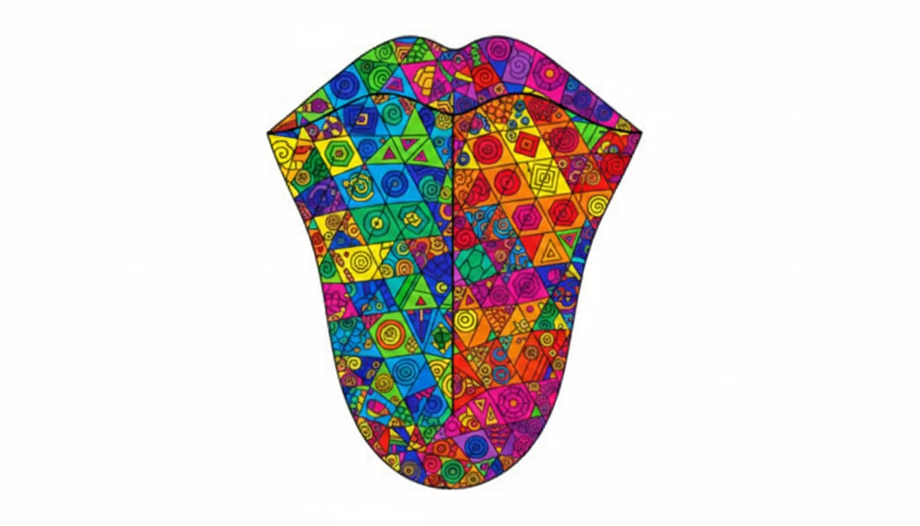 human tongue with taste buds and texture coloring page to print